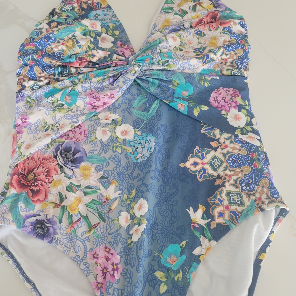 Johnny Was Multicolor Floral  Bathing Suit